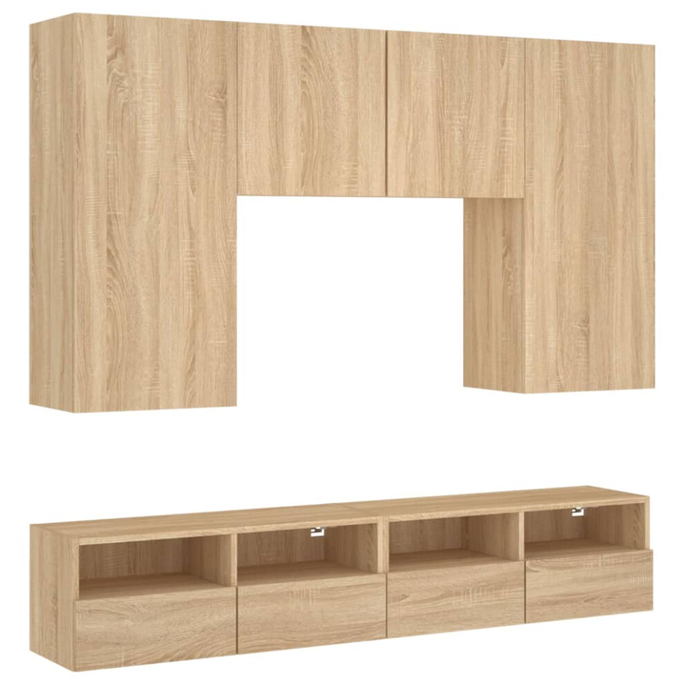 (sonoma oak) vidaXL TV Wall Units 5 Piece Floating TV Wall Unit TV Stand Engineered Wood