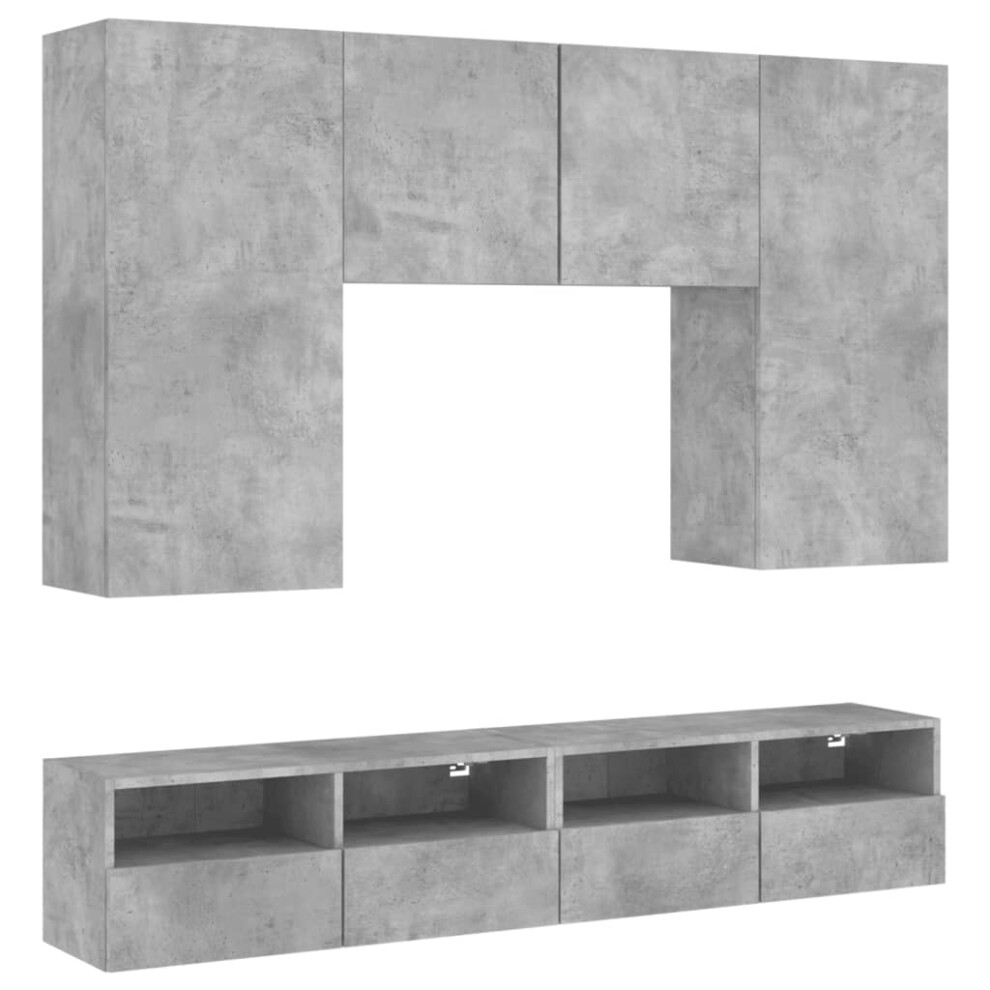 (concrete grey) vidaXL TV Wall Units 5 Piece Floating TV Wall Unit TV Stand Engineered Wood