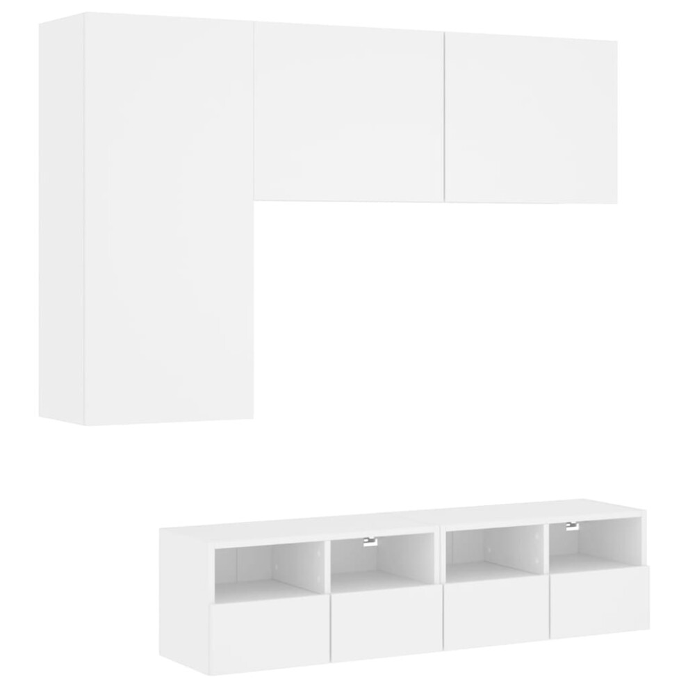 (white) vidaXL TV Wall Units 5 Piece Floating TV Wall Unit TV Stand Engineered Wood