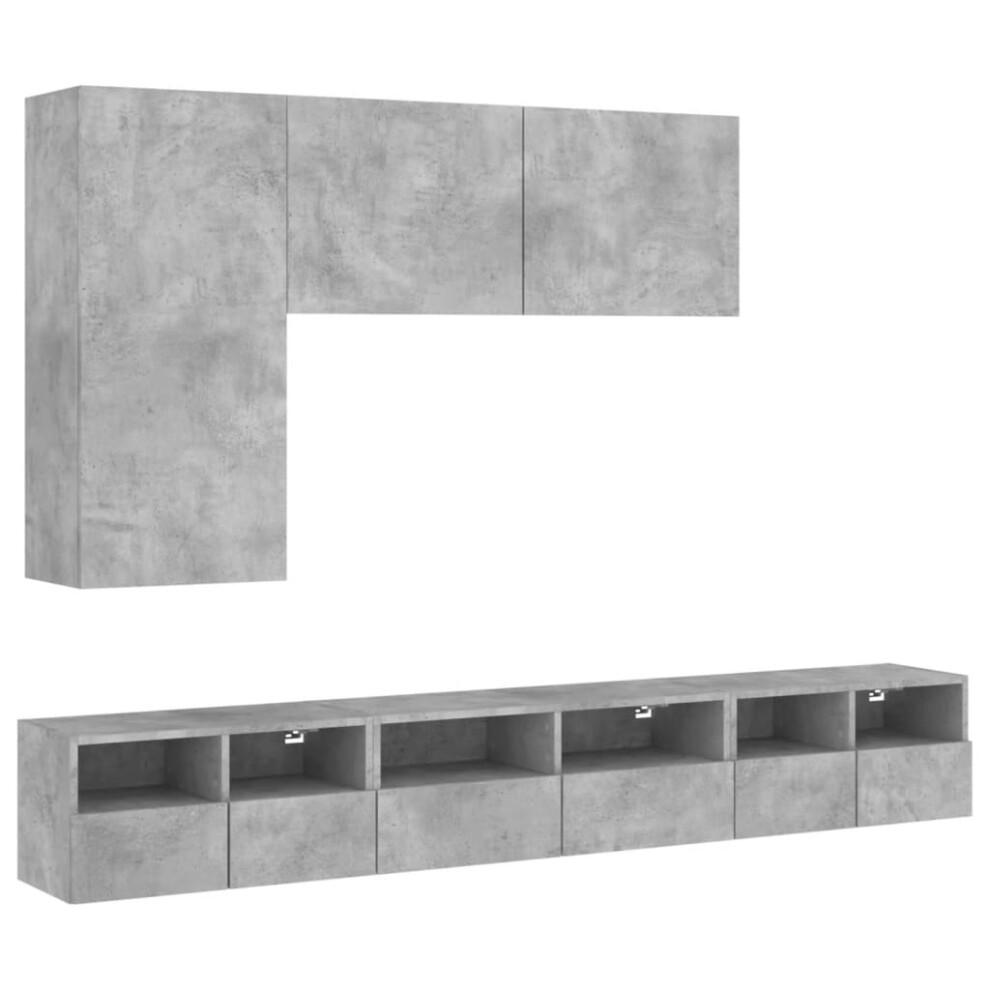 (concrete grey) vidaXL TV Wall Cabinets 5 Piece Floating TV Wall Unit TV Stand Engineered Wood