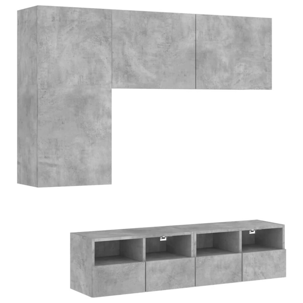 (concrete grey) vidaXL TV Wall Units 5 Piece Floating TV Wall Unit TV Stand Engineered Wood