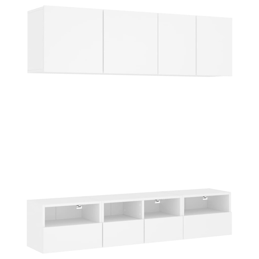 (white) vidaXL TV Wall Units 5 Piece Floating TV Wall Unit TV Stand Engineered Wood