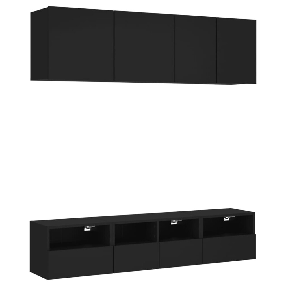 (black) vidaXL TV Wall Units 5 Piece Floating TV Wall Unit TV Stand Engineered Wood