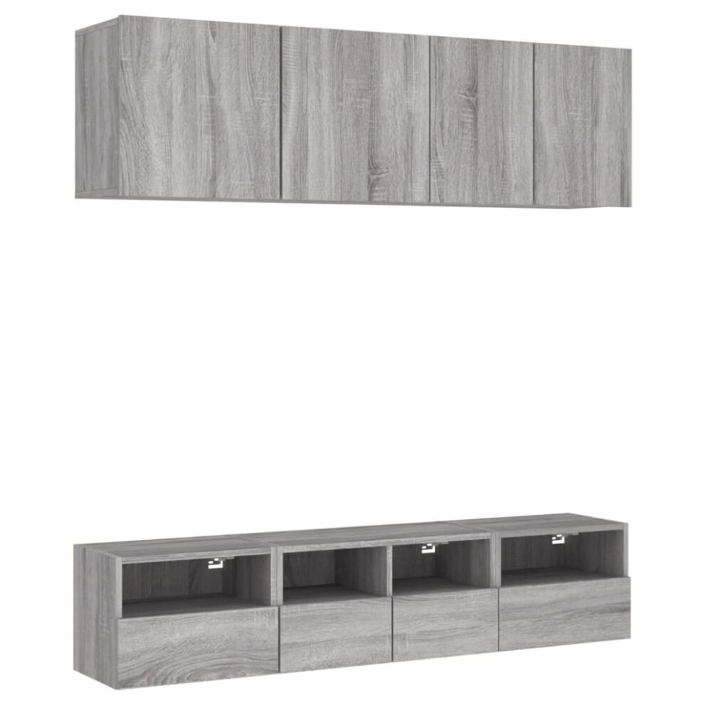 (grey sonoma) vidaXL TV Wall Units 5 Piece Floating TV Wall Unit TV Stand Engineered Wood