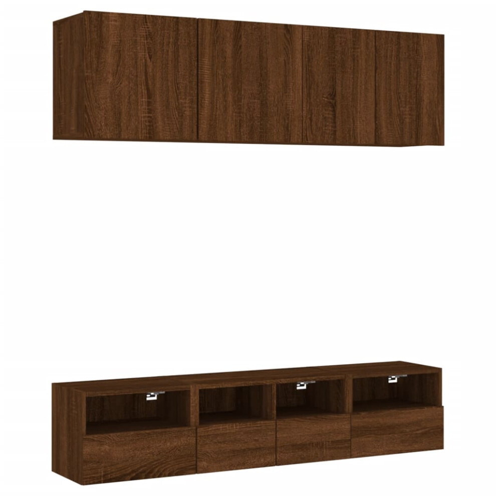 (brown oak) vidaXL TV Wall Units 5 Piece Floating TV Wall Unit TV Stand Engineered Wood