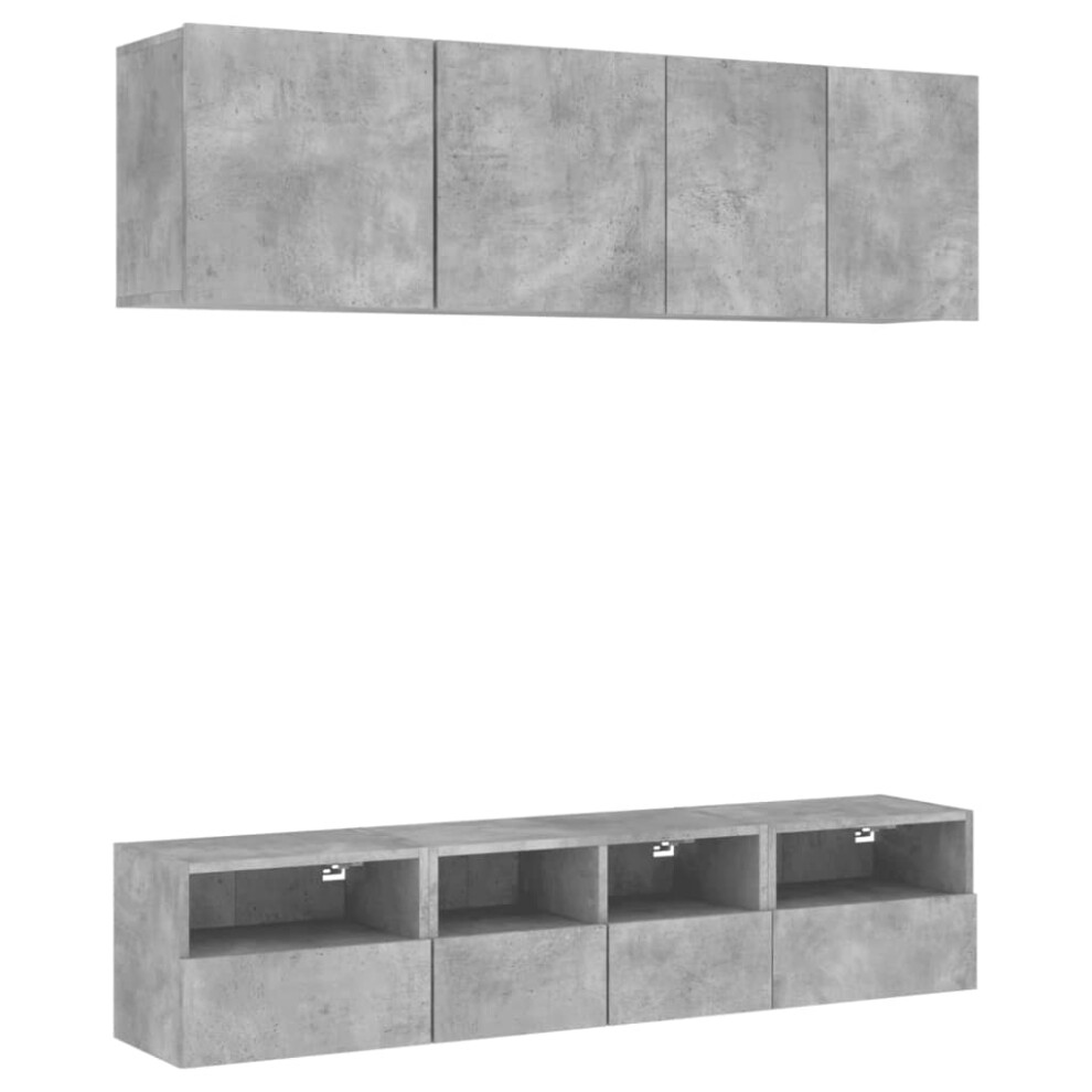 (concrete grey) vidaXL TV Wall Units 5 Piece Floating TV Wall Unit TV Stand Engineered Wood