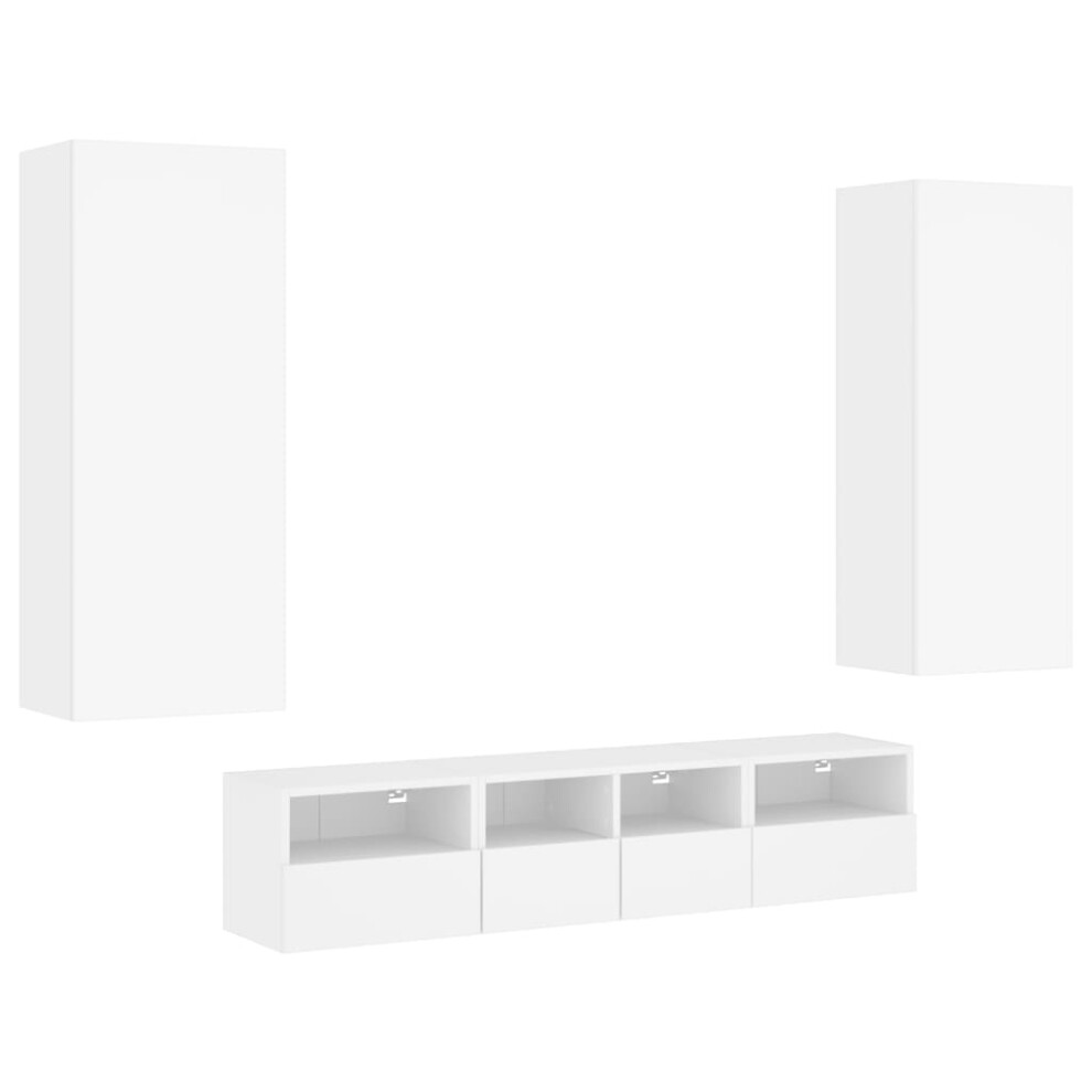 (white) vidaXL TV Wall Units 5 Piece Floating TV Wall Unit TV Stand Engineered Wood