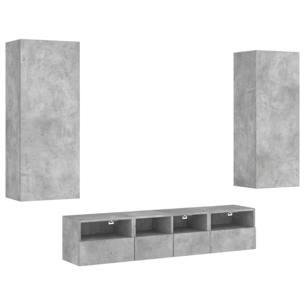 (concrete grey) vidaXL TV Wall Units 5 Piece Floating TV Wall Unit TV Stand Engineered Wood