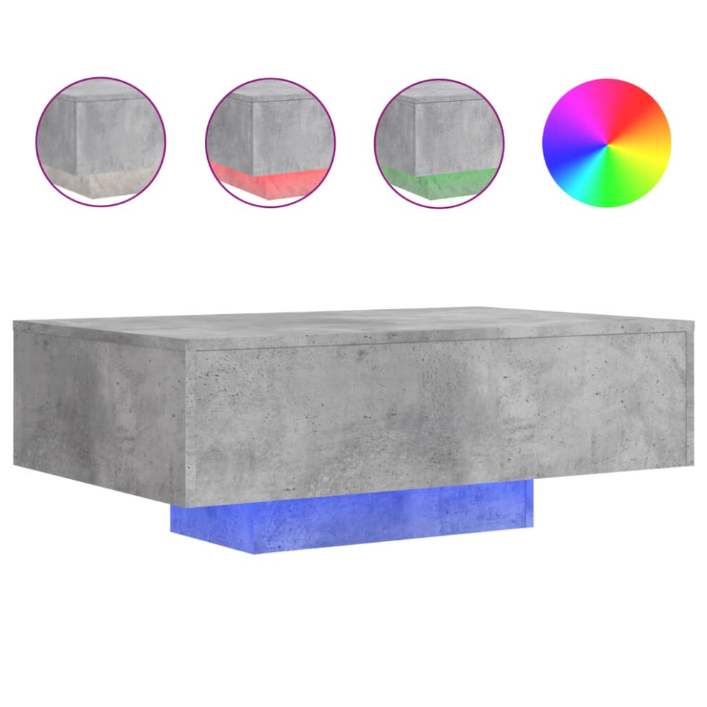 B&Q -  Coffee Table With Led Lights Concrete Grey 85X55X31 Cm - Image 3