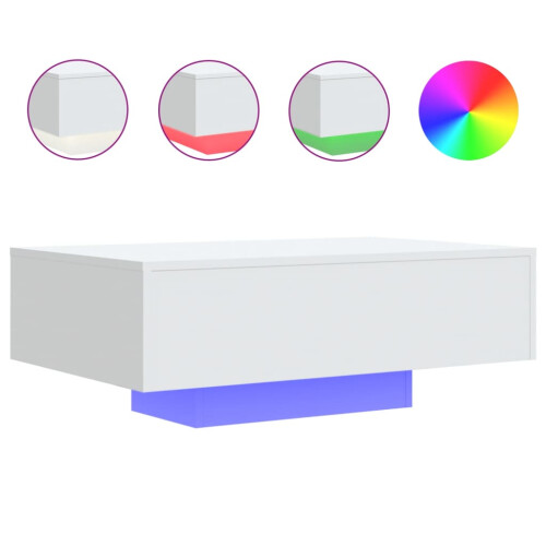 VidaXL (white, 85 x 55 x 31 cm) vidaXL Coffee Table with LED Lights Hallway Tea Side End Table Sofa Table 1