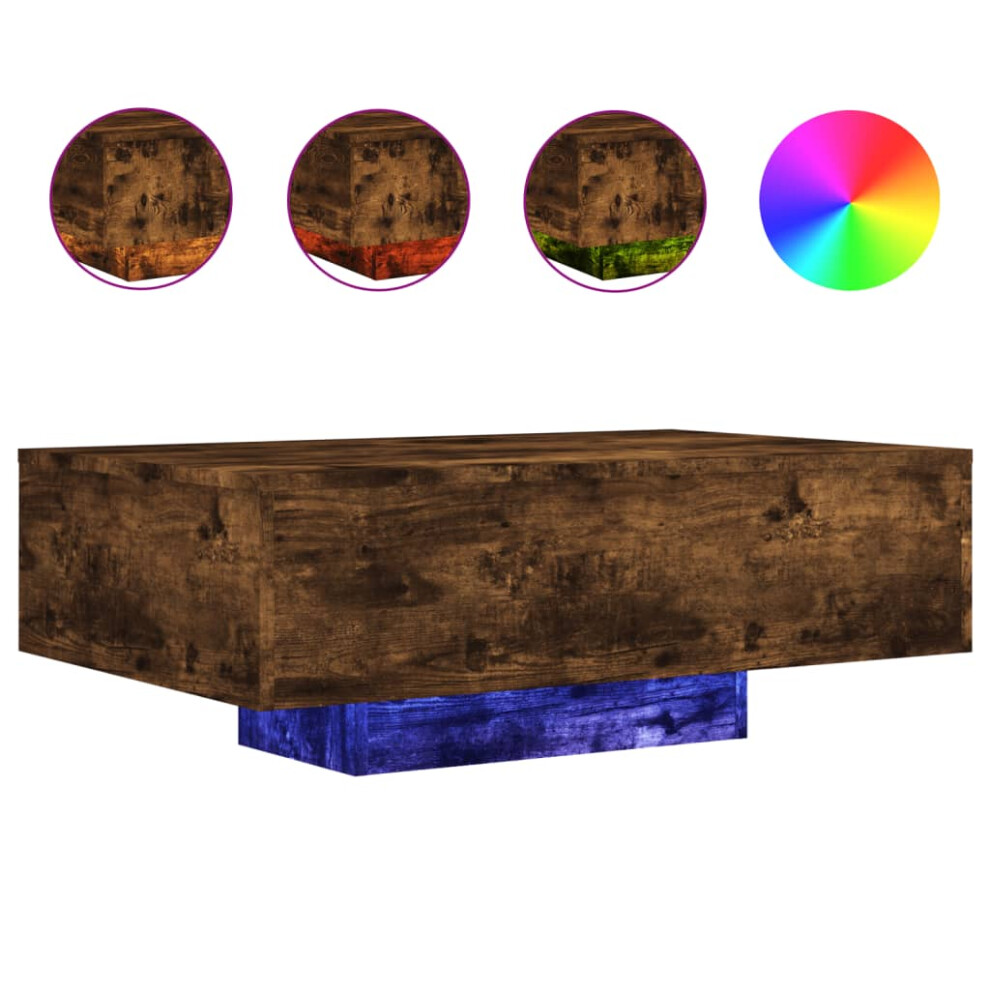 Vidaxl (Smoked Oak, 85 X 55 X 31 Cm) Coffee Table With Led Lights Hallway Tea Side End Table Sofa Table