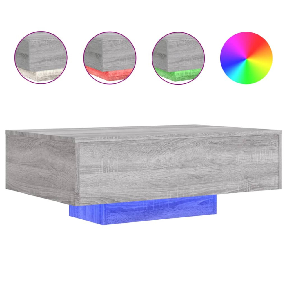Vidaxl (Grey Sonoma, 85 X 55 X 31 Cm) Coffee Table With Led Lights Hallway Tea Side End Table Sofa Table