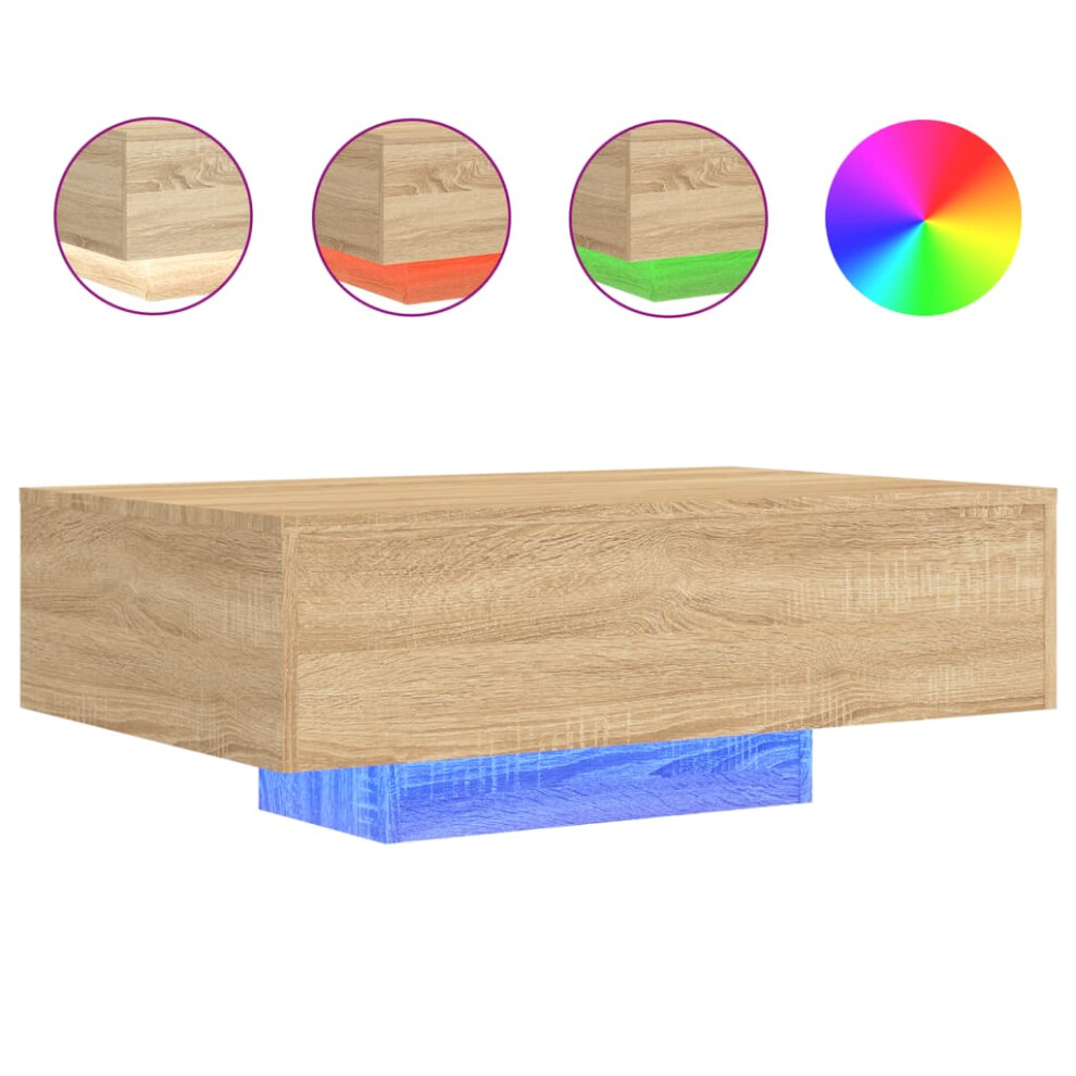 Vidaxl (Sonoma Oak, 85 X 55 X 31 Cm) Coffee Table With Led Lights Hallway Tea Side End Table Sofa Table