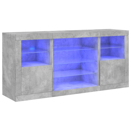 VidaXL vidaXL Sideboard with LED Lights Cupboard Highboard Side Cabinet Concrete Grey