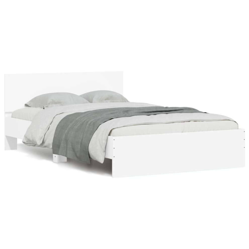 Vidaxl (White, 120 X 190 Cm) Bed Frame With Headboard Bedroom Bed Base Mattress Foundation Bedstead