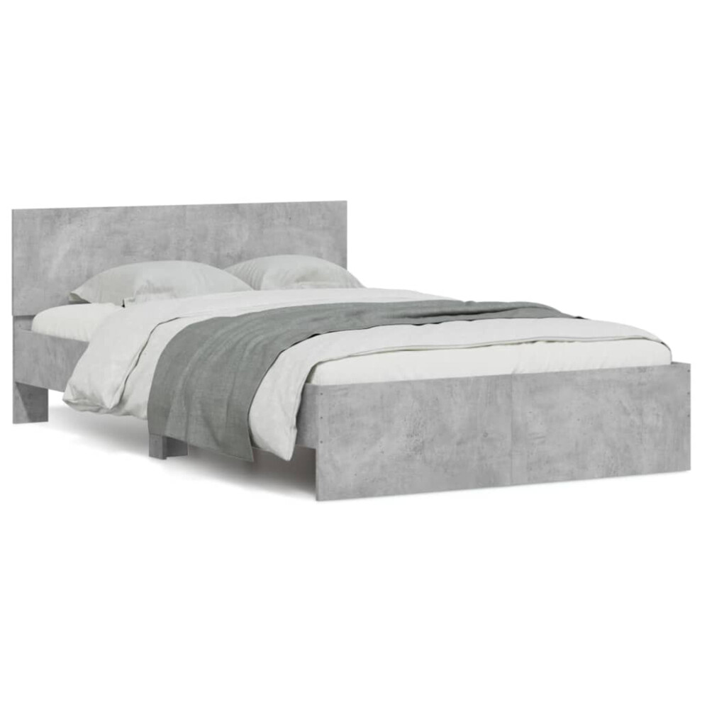 Vidaxl (Concrete Grey, 120 X 190 Cm) Bed Frame With Headboard Bedroom Bed Base Mattress Foundation Bedstead