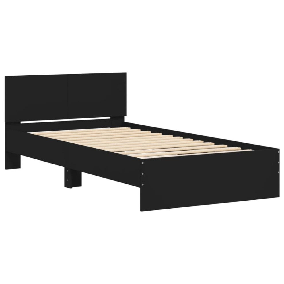 Vidaxl (Black, 100 X 200 Cm) Bed Frame With Headboard Bedroom Bed Base Mattress Foundation Bedstead