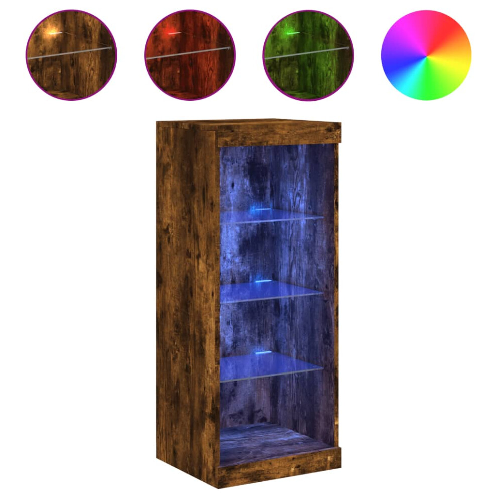 Vidaxl Sideboard With Led Lights Cupboard Highboard Storage Cabinet Smoked Oak