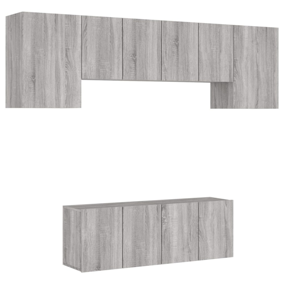 (grey sonoma) vidaXL TV Wall Units 6 Piece Floating TV Wall Unit TV Stand Engineered Wood