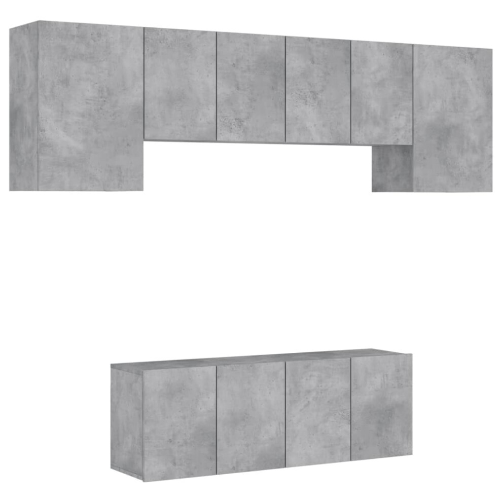 (concrete grey) vidaXL TV Wall Units 6 Piece Floating TV Wall Unit TV Stand Engineered Wood