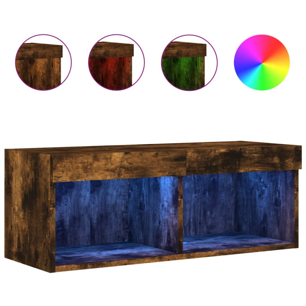 Vidaxl Tv Cabinet With Led Lights Tv Stand Media Cabinet Tv Unit Smoked Oak
