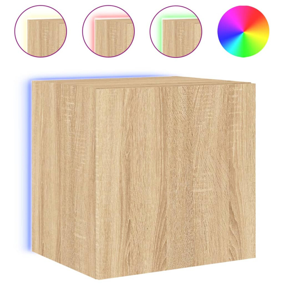 Vidaxl Tv Wall Cabinet With Led Lights Floating Tv Unit Tv Cabinet Sonoma Oak