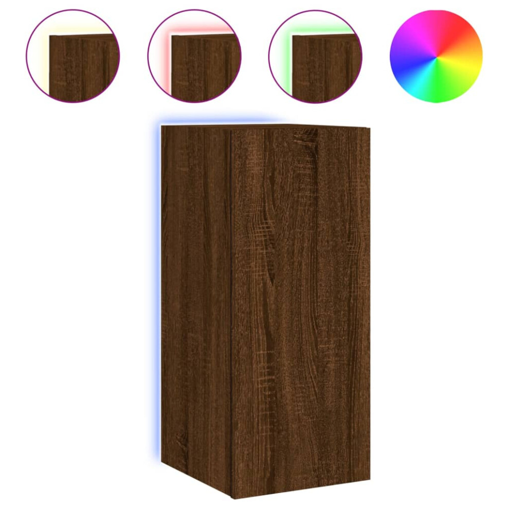 Vidaxl Tv Wall Cabinet With Led Lights Floating Tv Unit Tv Cabinet Brown Oak