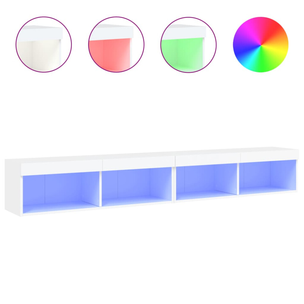 Vidaxl Tv Cabinets With Led Lights Tv Stand Media Cabinet Tv Unit 2 Pcs White