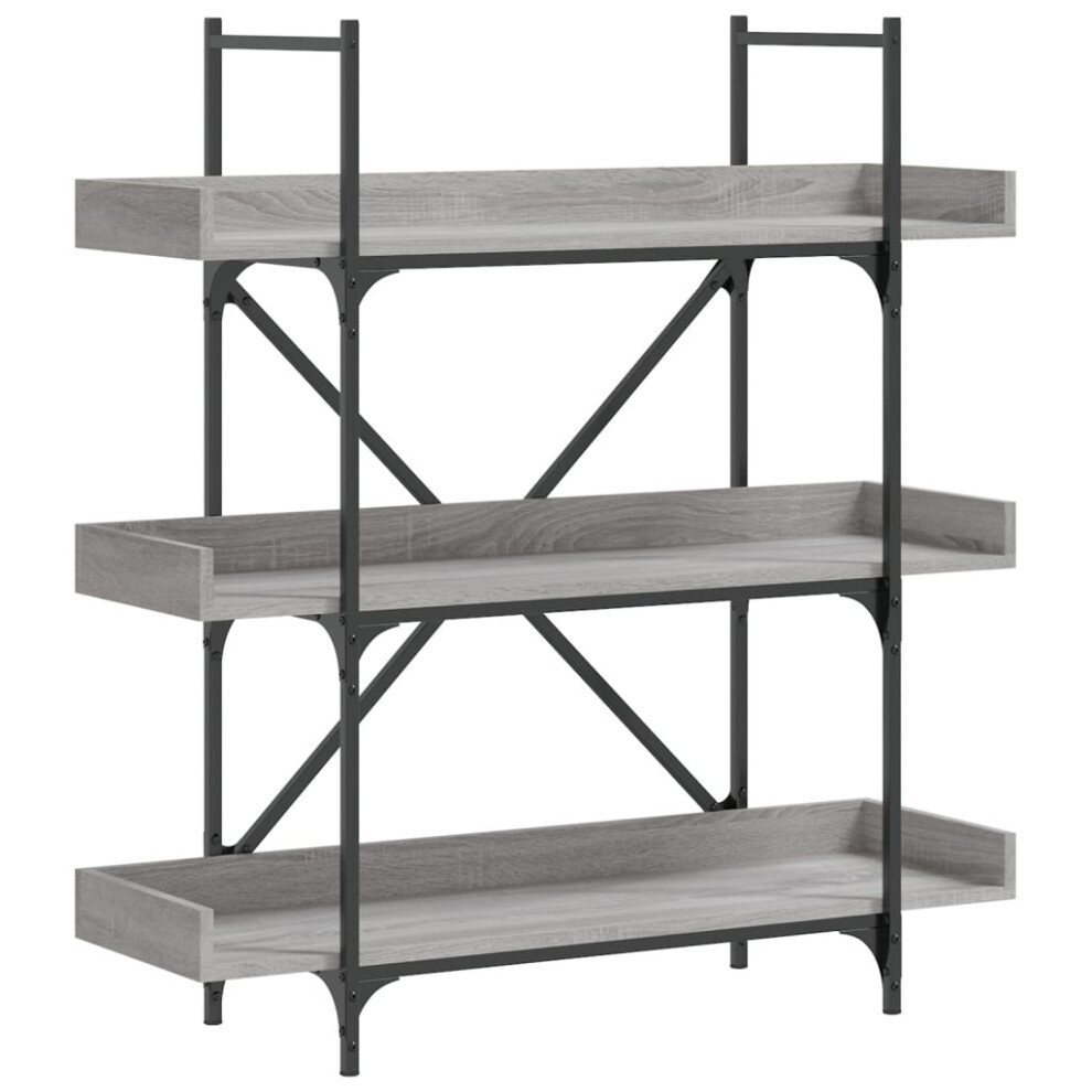 Vidaxl Bookcase 3-Tier Bookshelf Storage Cabinet Grey Sonoma Engineered Wood