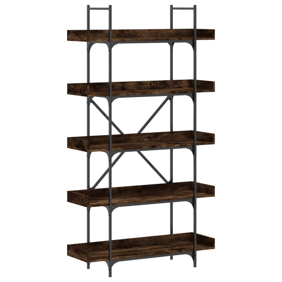 Vidaxl Bookcase 5-Tier Bookshelf Storage Cabinet Smoked Oak Engineered Wood