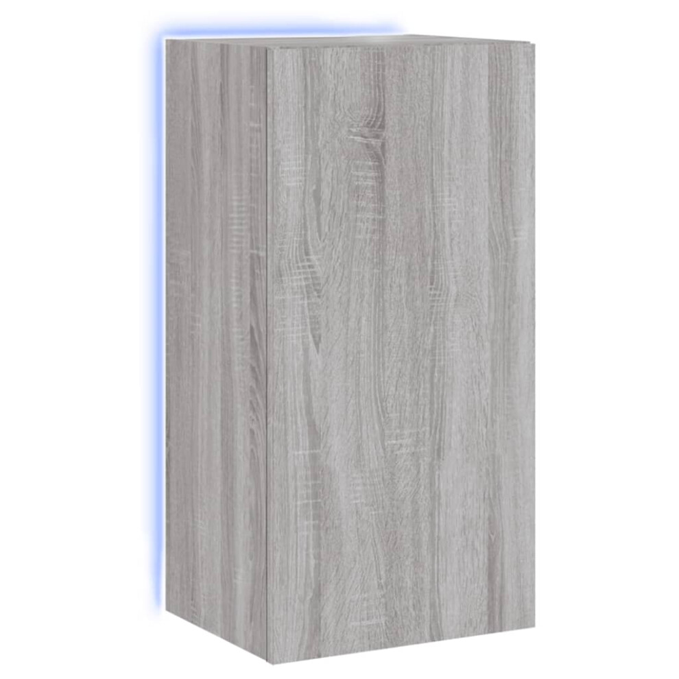 vidaXL TV Wall Cabinet with LED Lights Floating TV Unit TV Cabinet Grey Sonoma