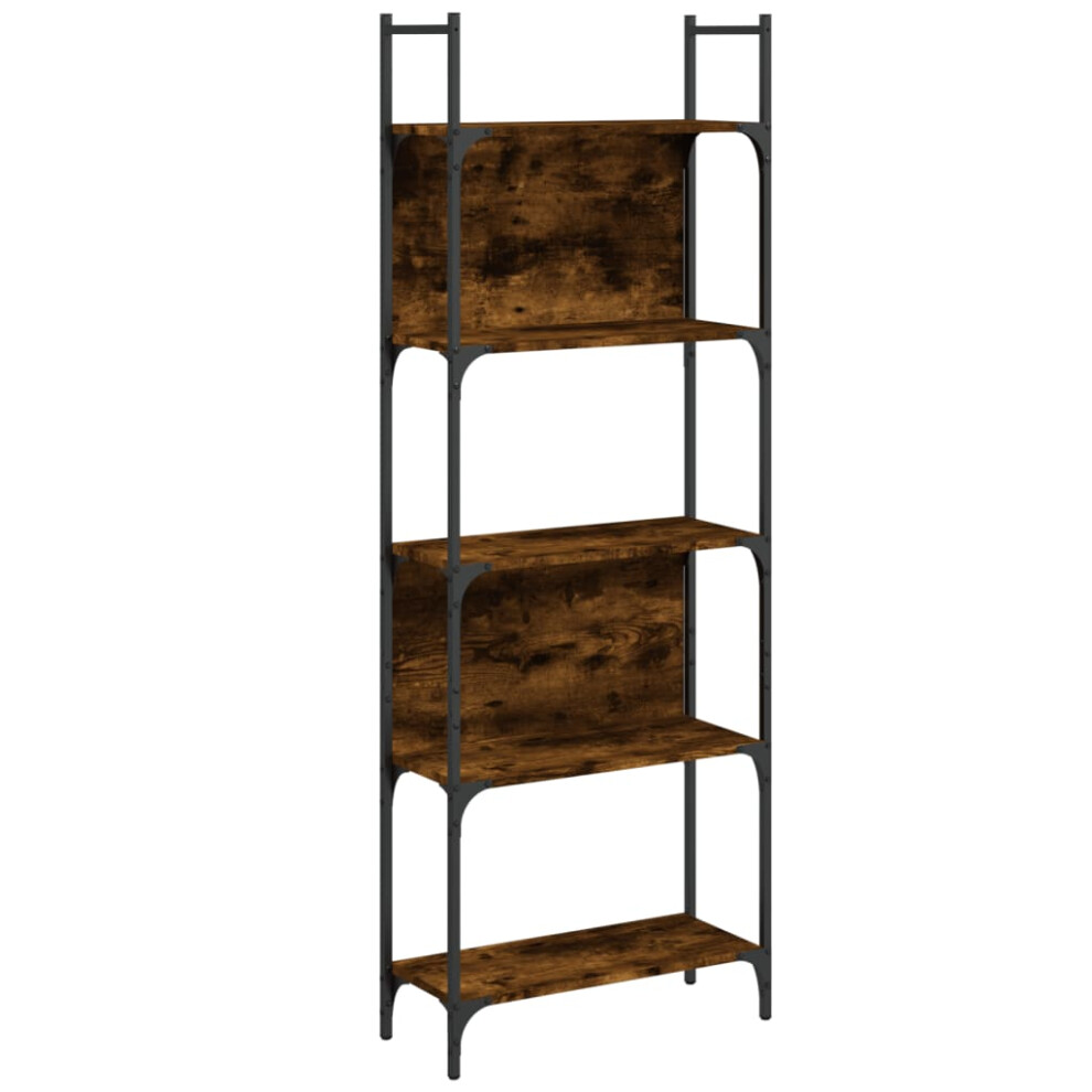 vidaXL Bookshelf 5-Tier Bookcase Storage Cabinet Smoked Oak Engineered Wood