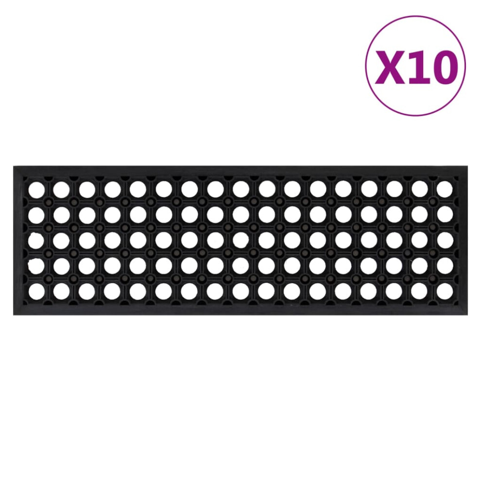 vidaXL Stair Treads Outdoor Step Mat Door Mat Anti Slip Tread Mat 10pcs Rubber