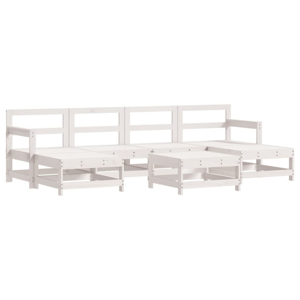 vidaXL Garden Lounge Set Outdoor Modular Sofa 7 Piece White Solid Wood Pine