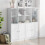 VidaXL vidaXL Bookcase with Doors Bookshelf Cabinet Highboard White Engineered Wood 3