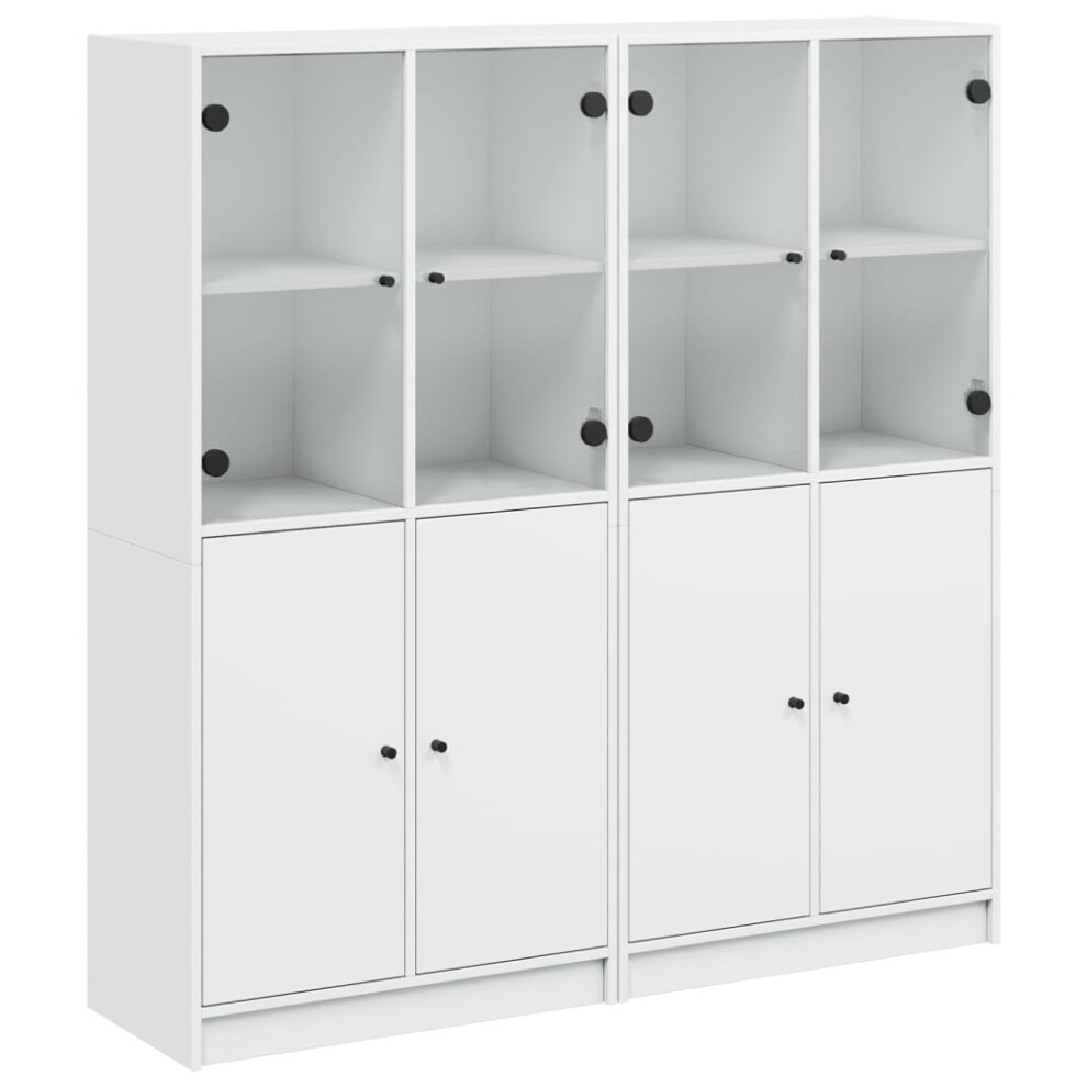Vidaxl Bookcase With Doors Bookshelf Cabinet Highboard White Engineered Wood