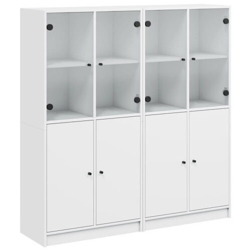 VidaXL vidaXL Bookcase with Doors Bookshelf Cabinet Highboard White Engineered Wood 1