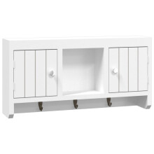 vidaXL Key Cabinet White Engineered Wood and Steel Floating Display Shelf