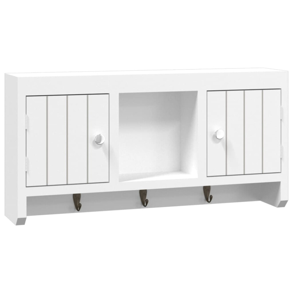 vidaXL Key Cabinet White Engineered Wood and Steel Floating Display Shelf