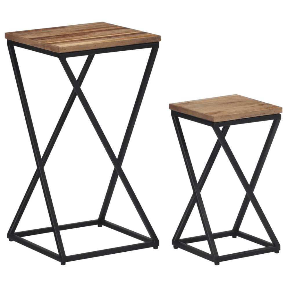 vidaXL Side Tables End Table Coffee Sofa Table 2 pcs Solid Reclaimed Teak