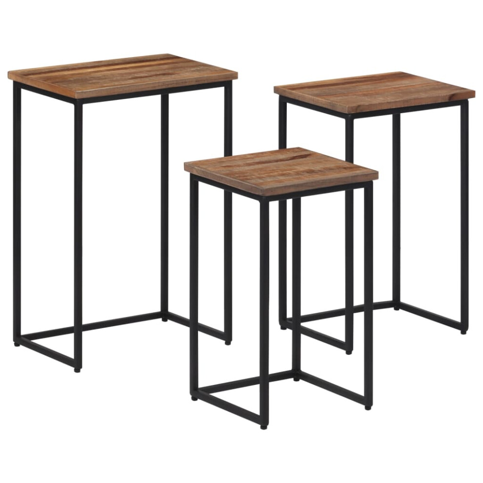 vidaXL Nesting Coffee Tables Nesting Table End Table 3 Pcs Solid Wood Teak