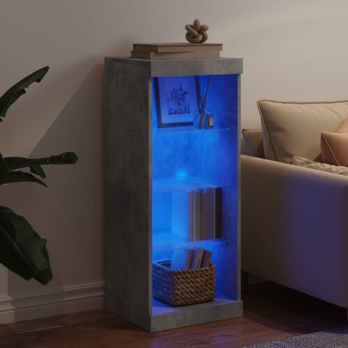 VidaXL vidaXL Sideboard with LED Lights Cupboard Highboard Side Cabinet Concrete Grey 2