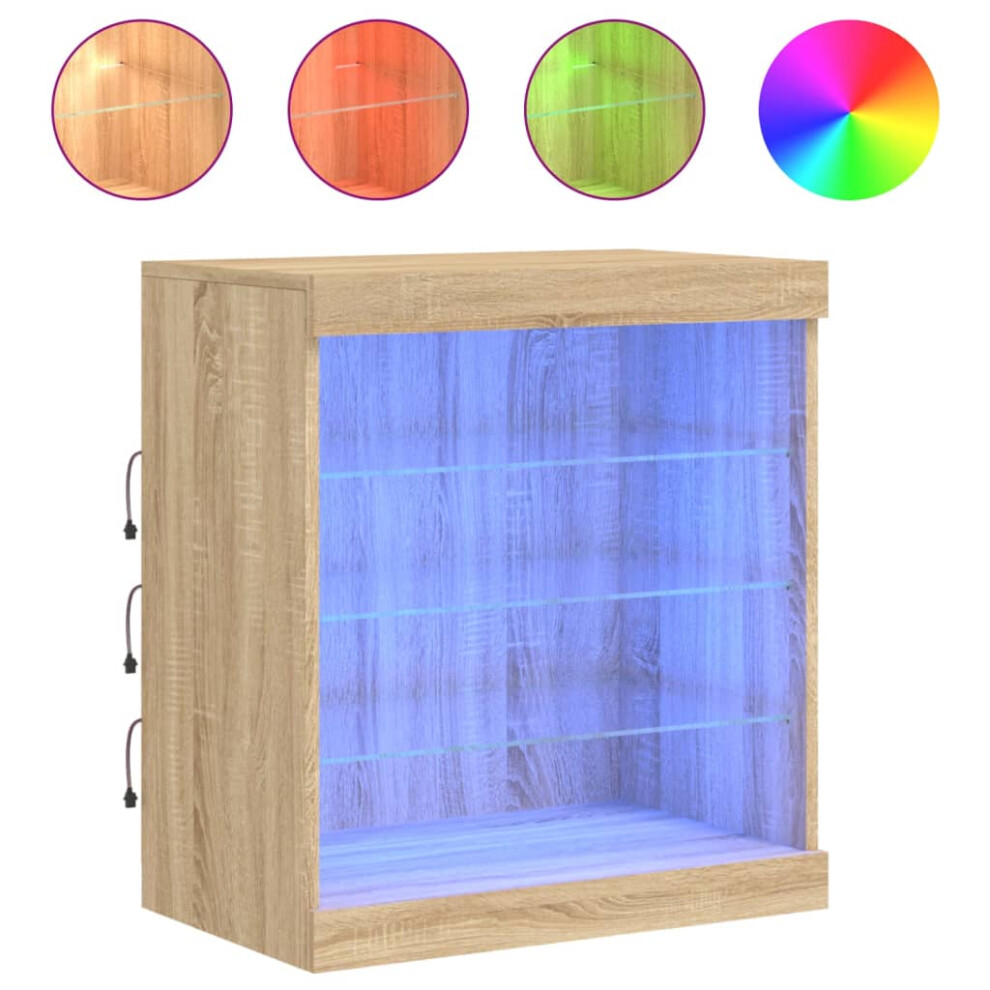 Vidaxl Sideboard With Led Lights Cupboard Highboard Storage Cabinet Sonoma Oak