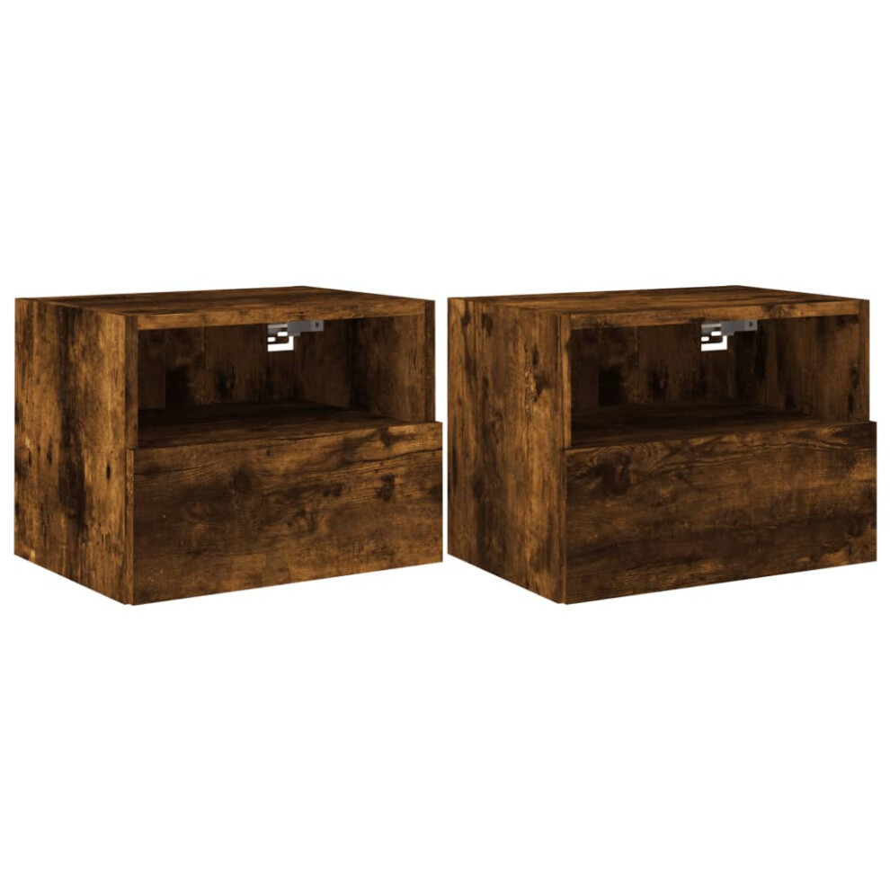 vidaXL TV Wall Cabinets Floating TV Unit 2 pcs Smoked Oak Engineered Wood