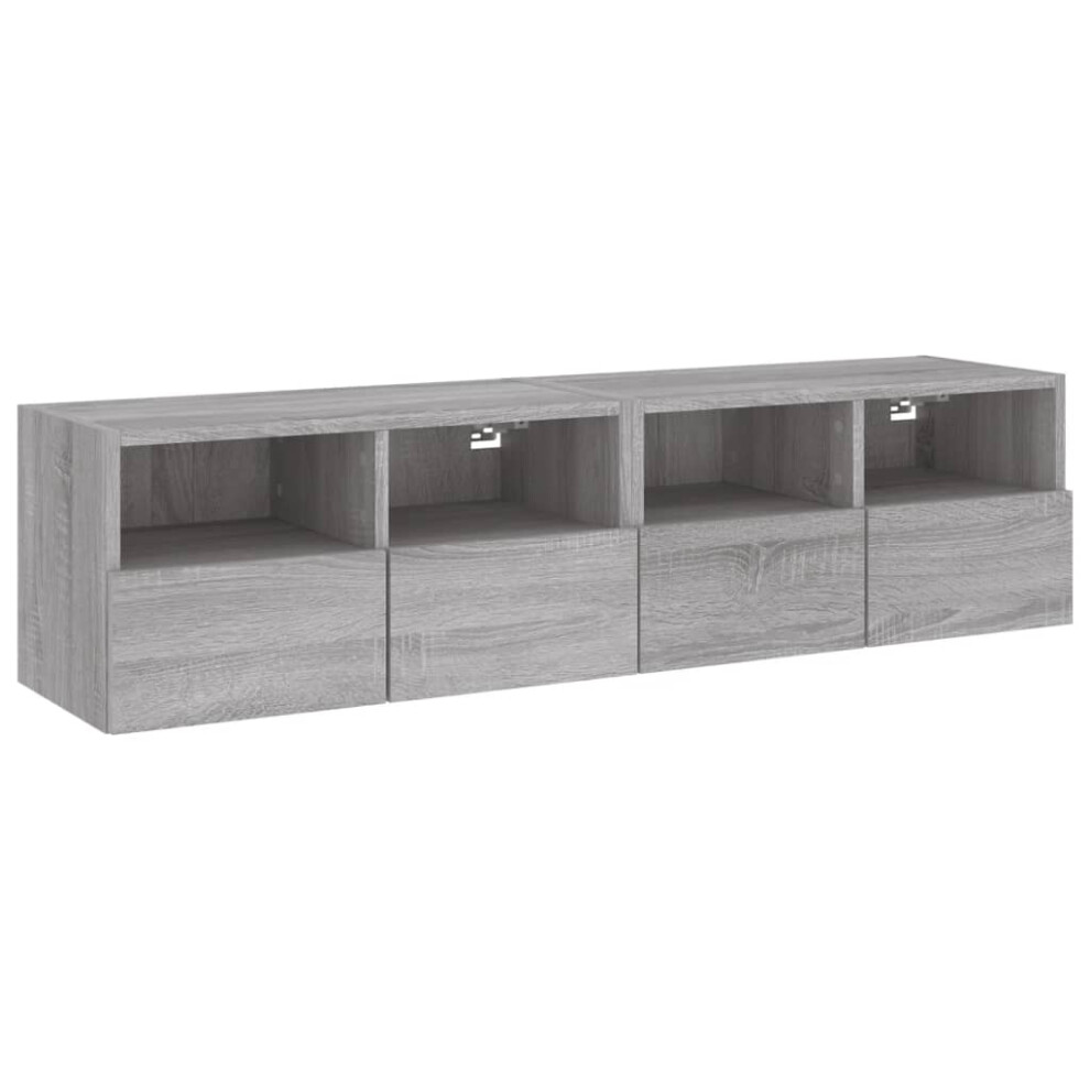 vidaXL TV Wall Cabinets Floating TV Unit 2 pcs Grey Sonoma Engineered Wood