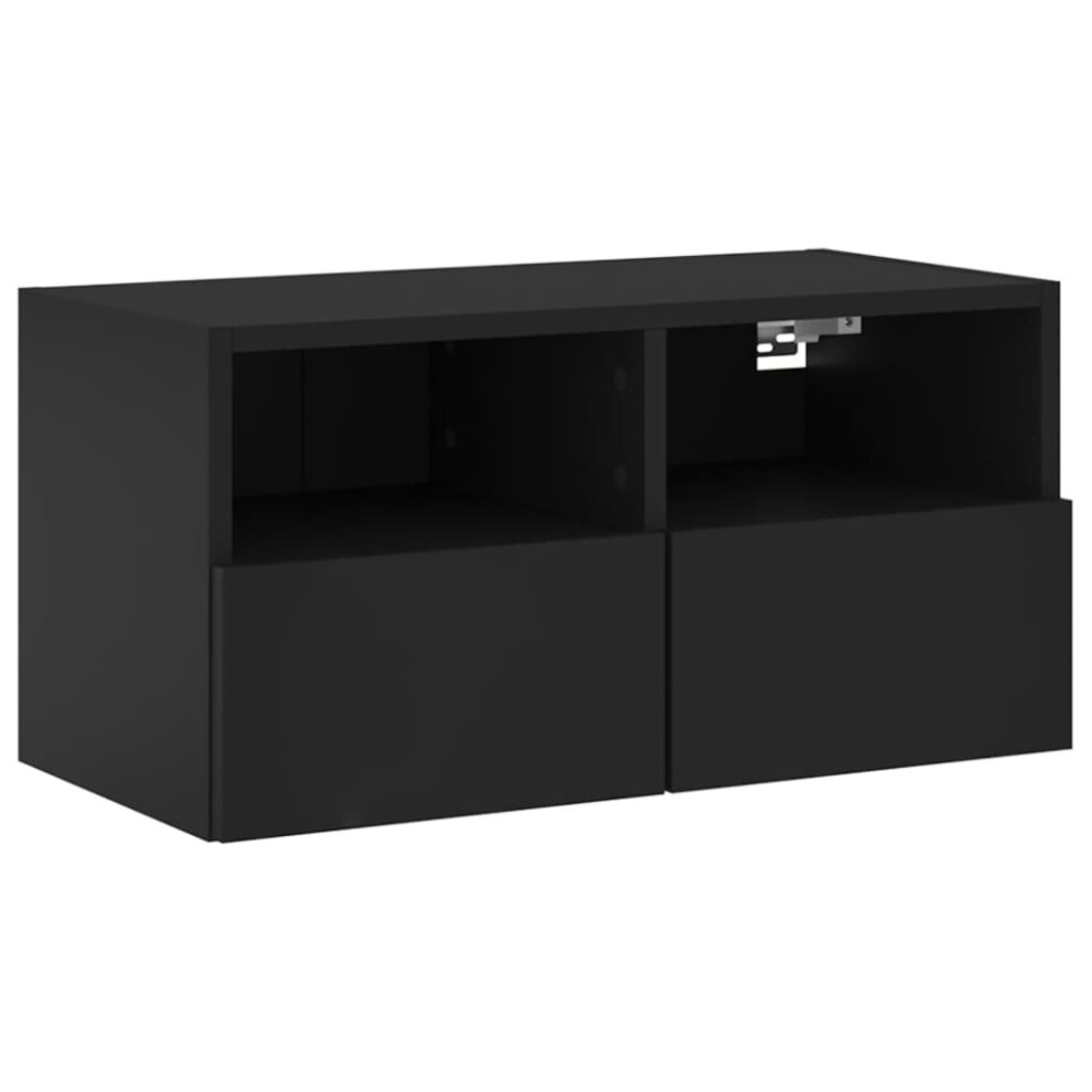 vidaXL TV Wall Cabinet Wall-mounted TV Cabinet TV Unit Black Engineered Wood