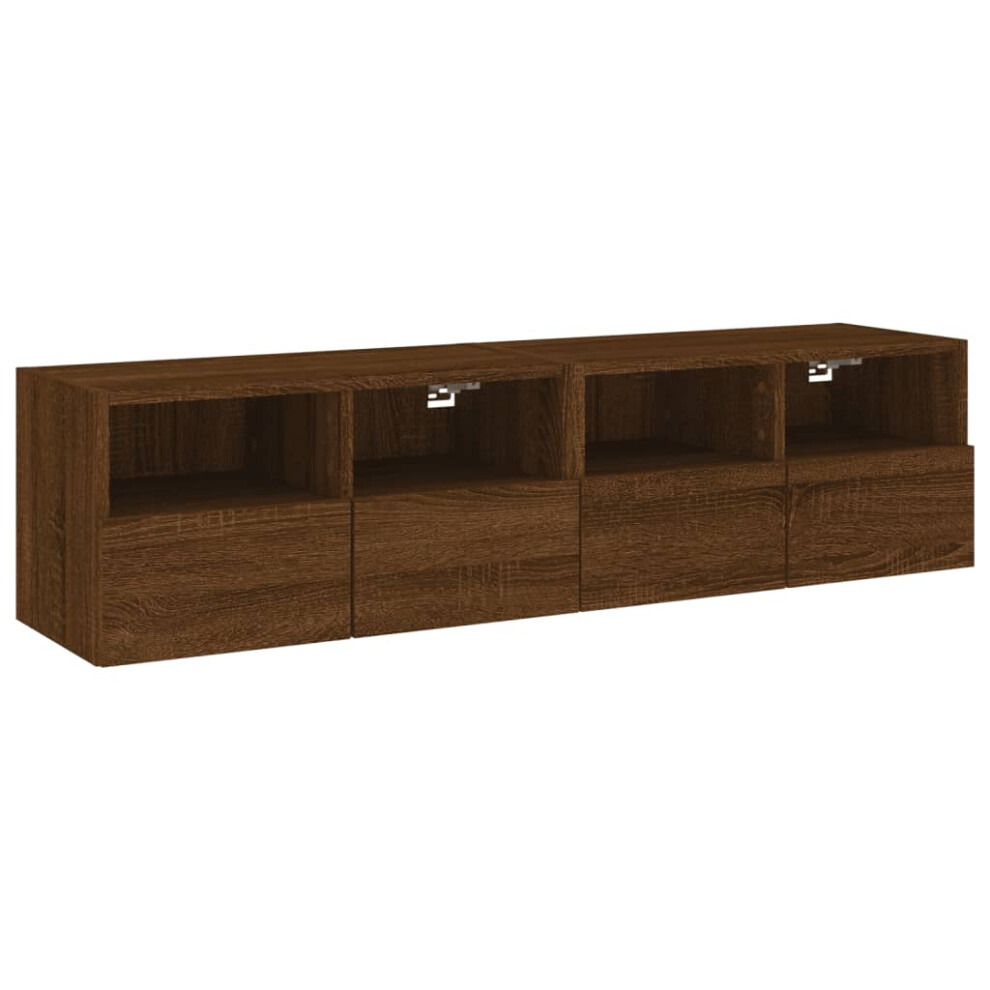 vidaXL TV Wall Cabinets Floating TV Units 2 pcs Brown Oak Engineered Wood