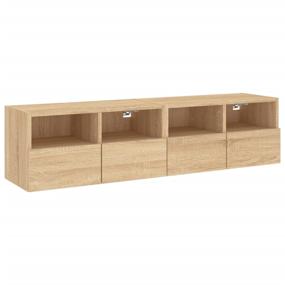 vidaXL TV Wall Cabinets Floating TV Unit 2 pcs Sonoma Oak Engineered Wood