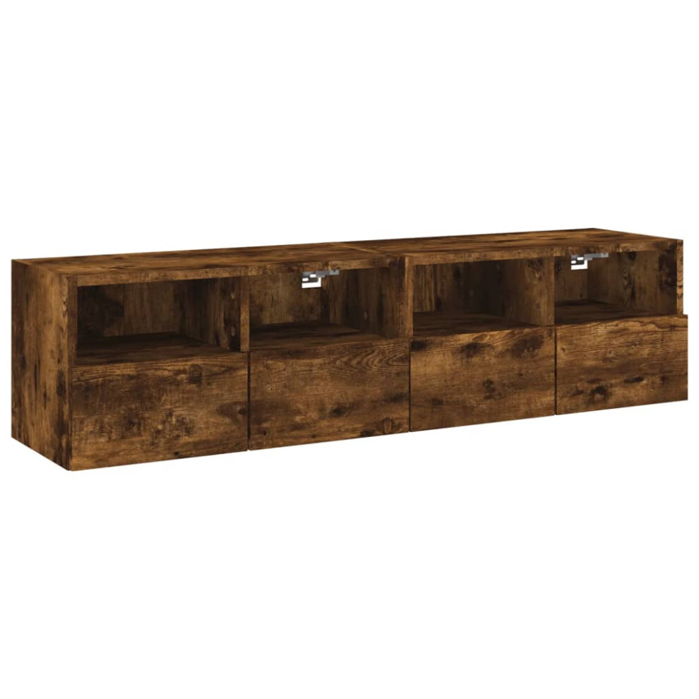 vidaXL TV Wall Cabinets Floating TV Unit 2 pcs Smoked Oak Engineered Wood