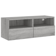 vidaXL Grey Sonoma Wall-Mounted TV Cabinet - Engineered Wood, 80x30x30 cm with Shelved Compartment